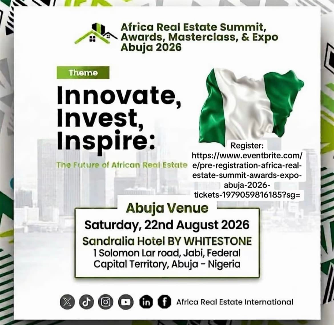 🏙️ AFRICA REAL ESTATE SUMMIT, AWARDS, MASTERCLASS & EXPO — ABUJA 2026