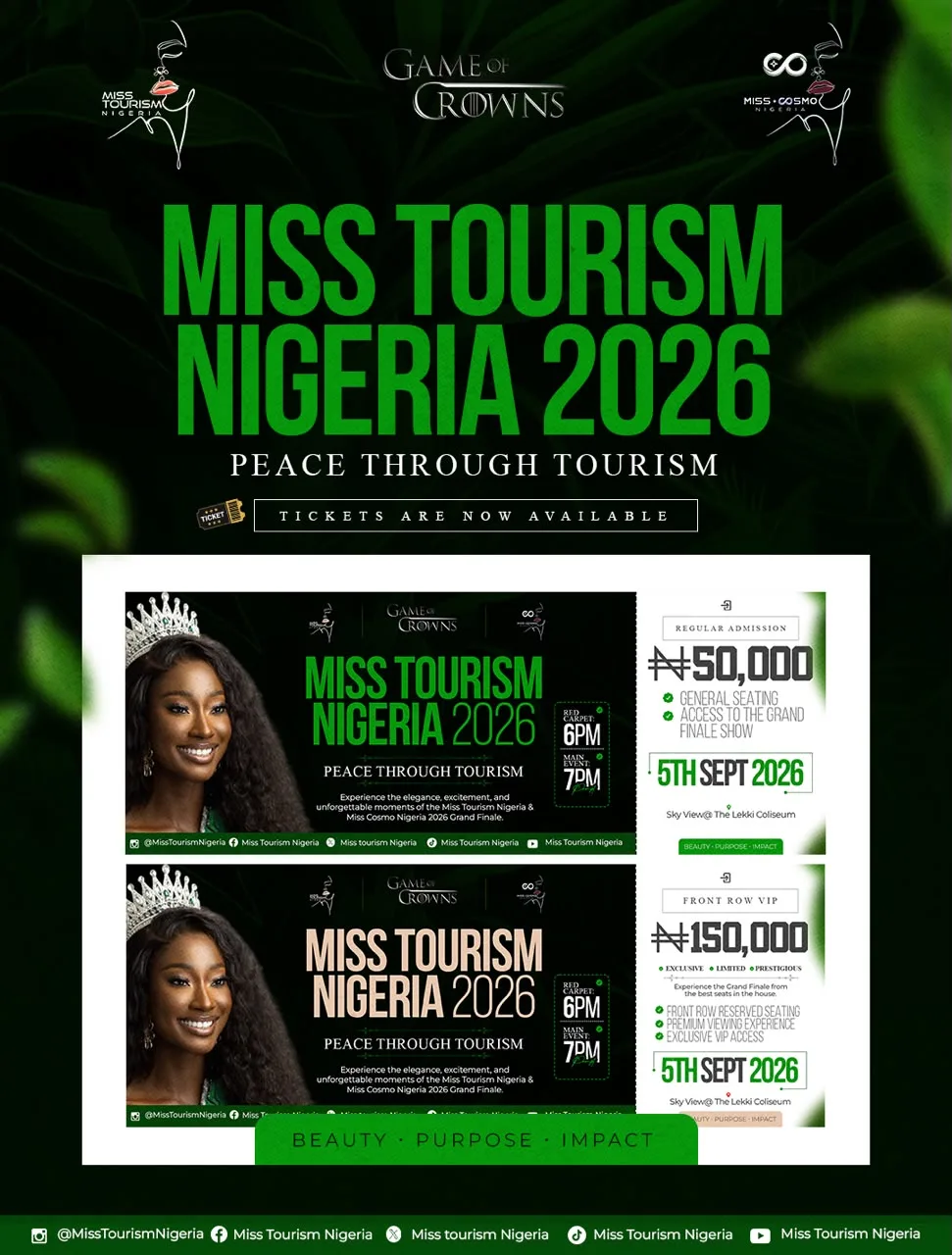 ๐ MISS TOURISM NIGERIA 2026 โ GAME OF CROWNS