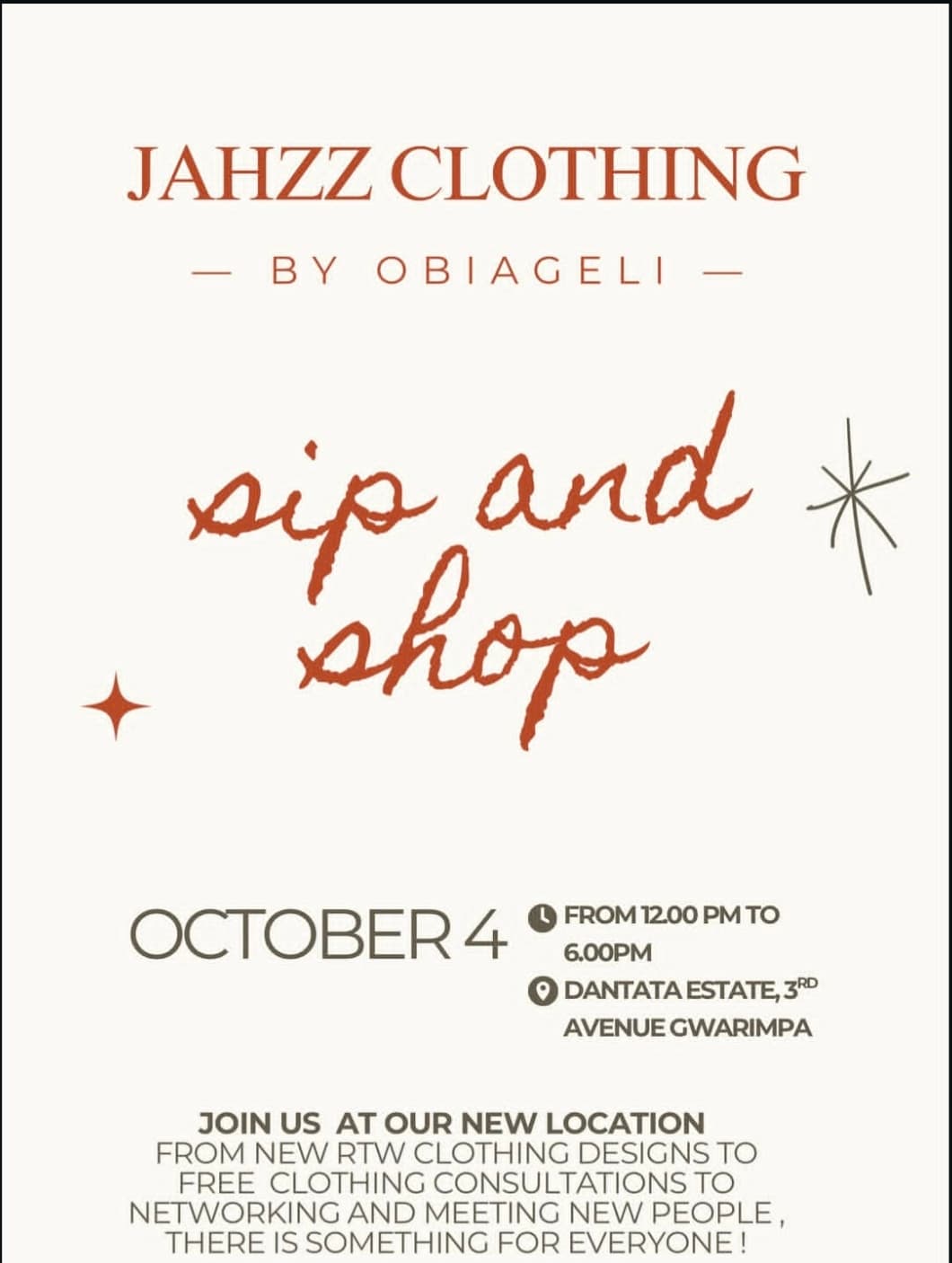 Sip & Shop – Jahzz Clothing by Obiageli